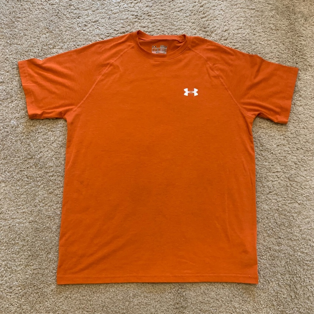Mens Under Armour Heat Gear Loose T Shirt - Orange - Small